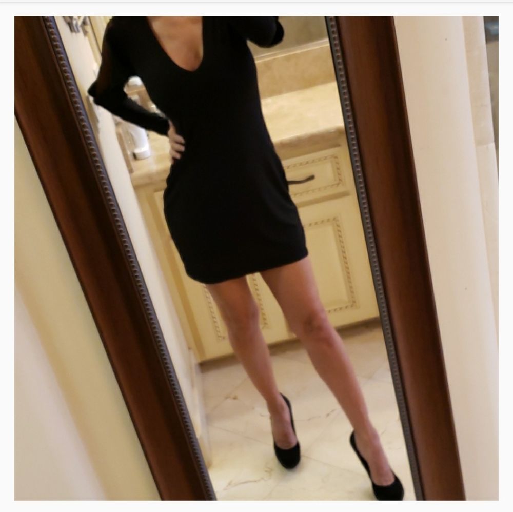 Express black polka dot lace & ruffle sleeved dres - Picture 11 of 16